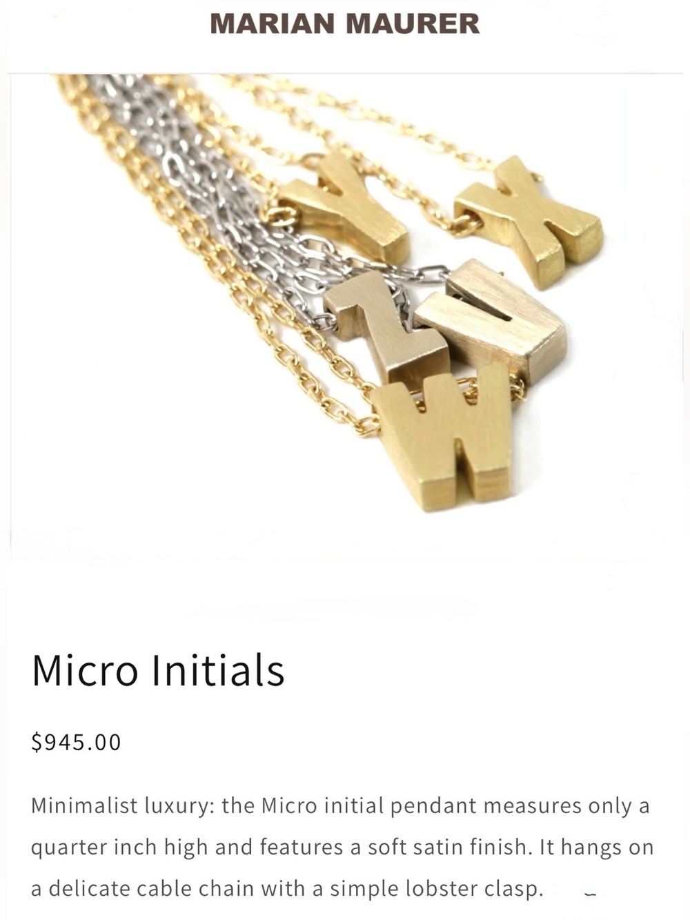 Marian Maurer ‘O’ 18k gold micro initial pendant necklace. - Picture 7 of 8